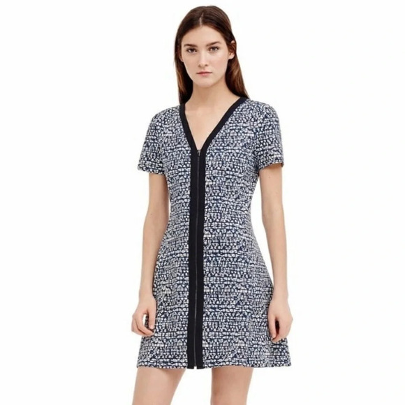 Tory Burch Geometric Print Zip Front Ponte Dress - Picture 4 of 14